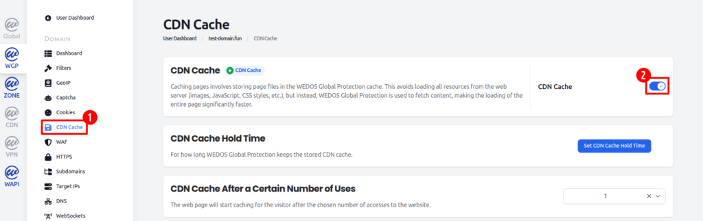 Disable CDN Cache