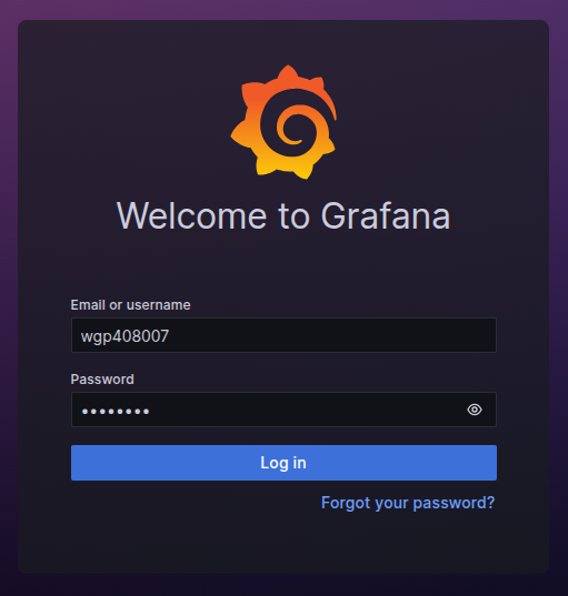 Grafana log in page