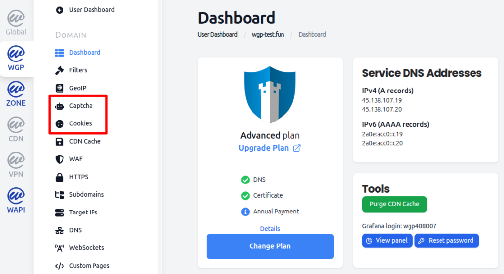 Access Captcha and Cookies in dashboard