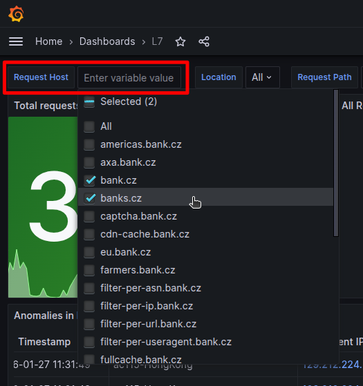 Domain filter in Grafana