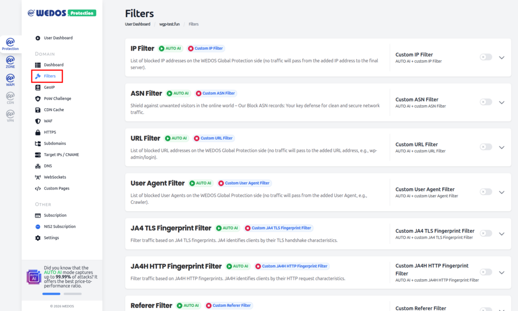 Accessing filters